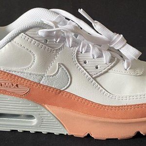Nike Air Max 90 Leather SE White Aura Light Madder Root Size 7 GS New DM0956-100
